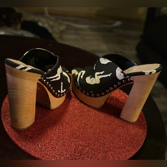 Miu Miu Nude Abstract Printed Heels Sz 36.5 - Picture 6 of 8